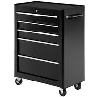 WERKZEUGSCHRANK DE-10581 5 Schubladen, rollbar Schwarz - Schwarz, Metall (33/82.5/61.5cm) - ComfortXL