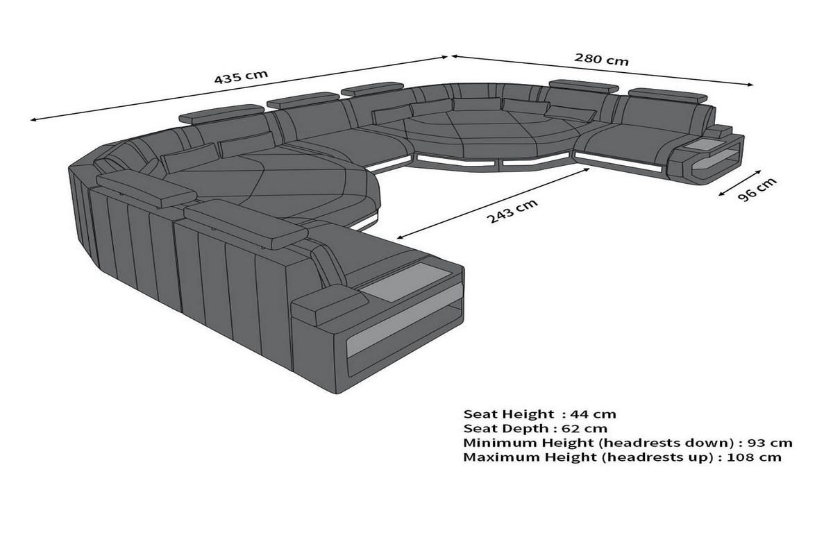 WOHNLANDSCHAFT Asti XXL - Weiß, Leder (435/93/280cm) - Sofa Dreams