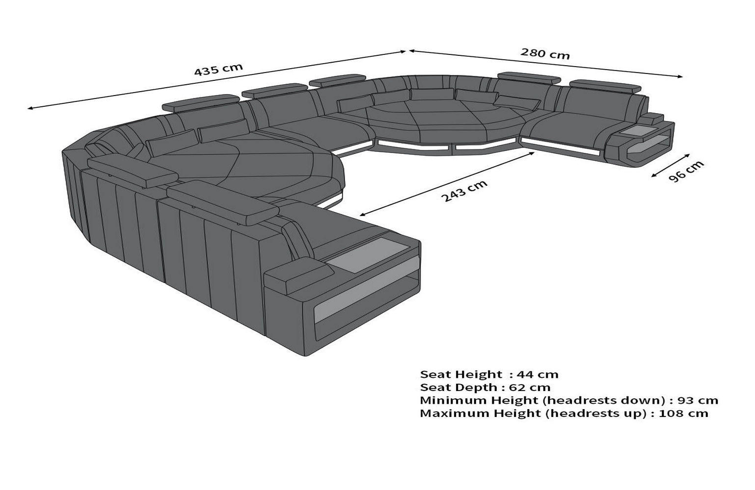 Thumbnail - Sofa Dreams Wohnlandschaft, Weiß, Schwarz, Leder, Rechteckig, 435x93x280 cm, Wohnzimmer, Sofas & Couches, Wohnlandschaft...