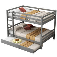 ETAGENBETT 140/200 cm aus Kiefer mit Ausziehbett und stabiler Treppe Grau - Grau, Holz (140/200cm) - Modenvie