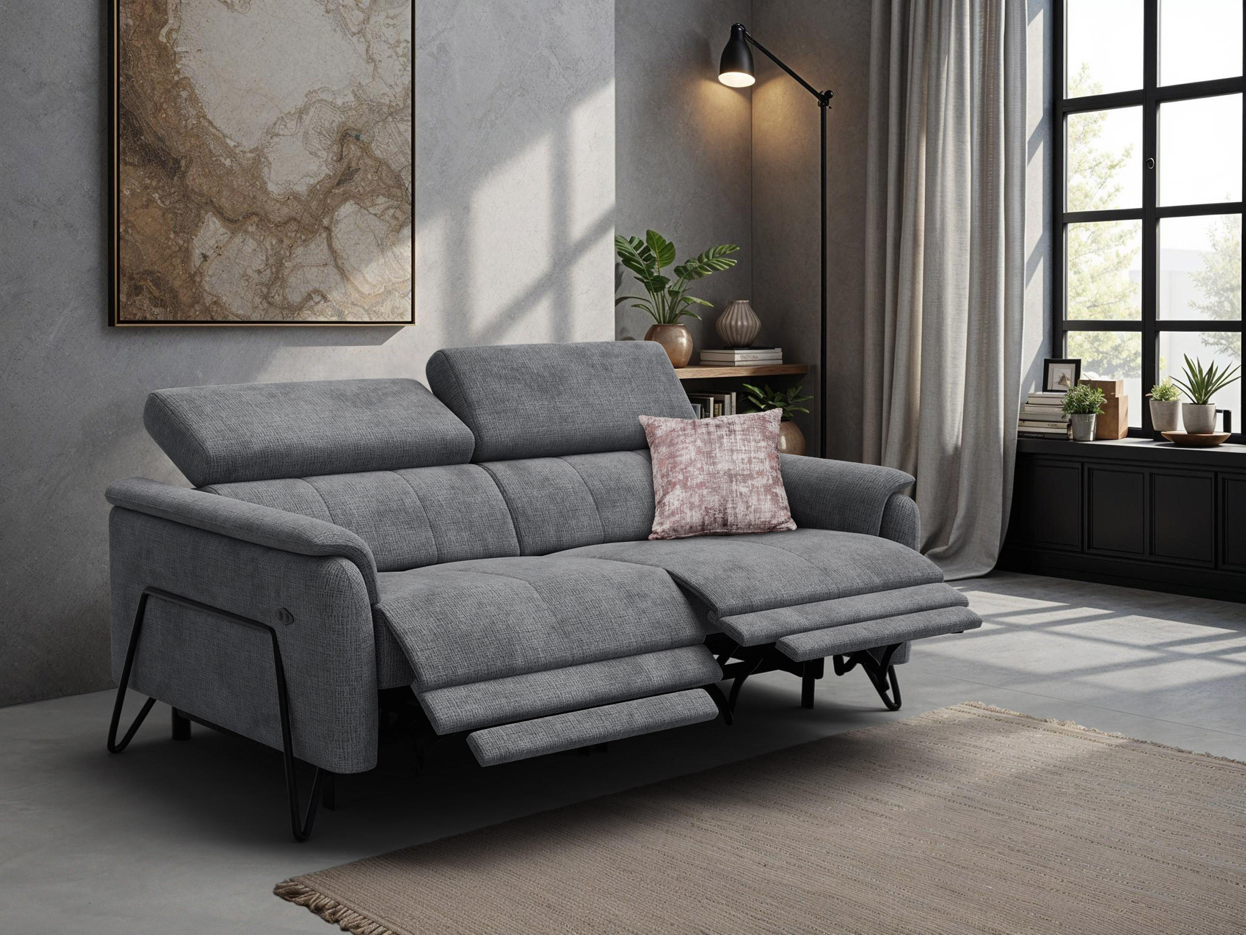 RELAXSOFA RODEN 3-Sitzer, dunkelgrau - Dunkelgrau, Holz/Textil (194/82/103cm) - Courtois Laville
