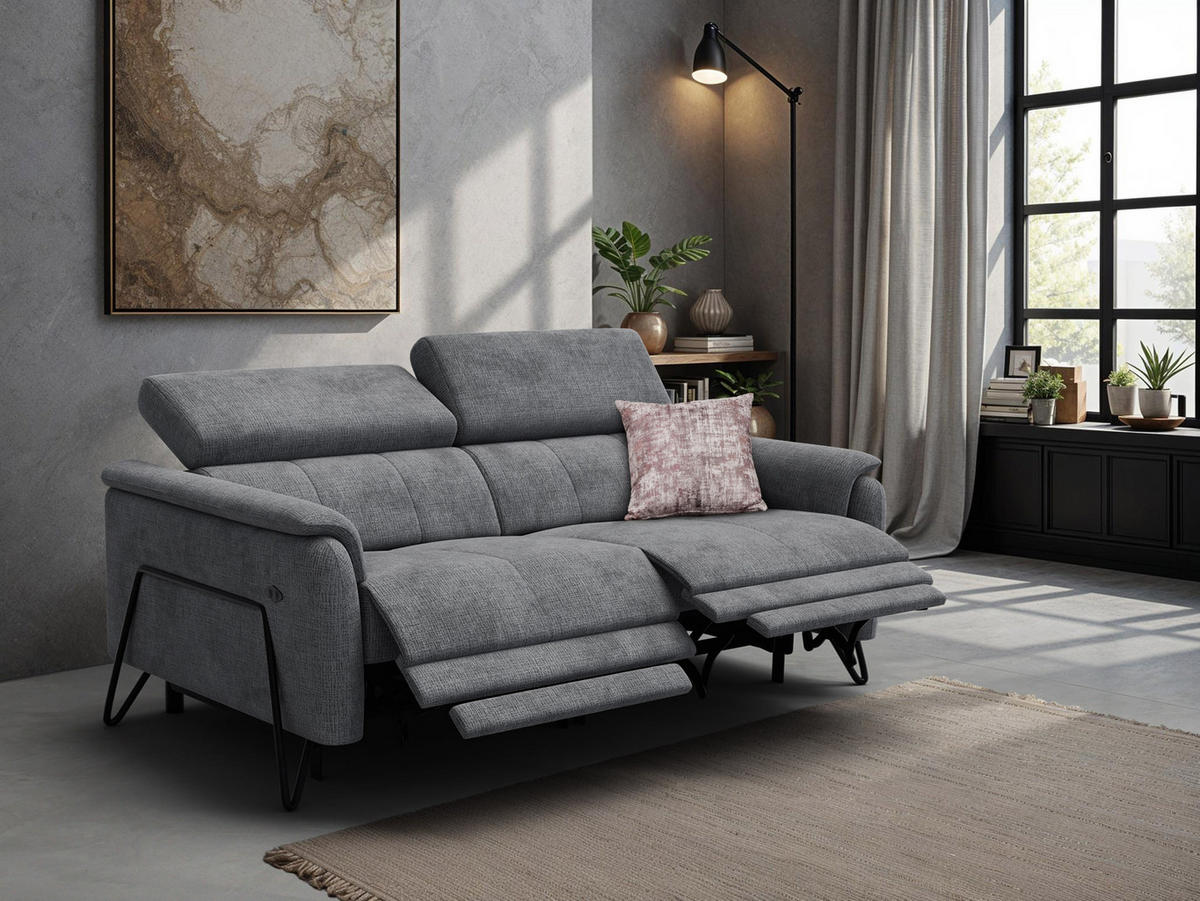 RELAXSOFA RODEN 3-Sitzer, dunkelgrau - Dunkelgrau, Holz/Textil (194/82/103cm) - Courtois Laville