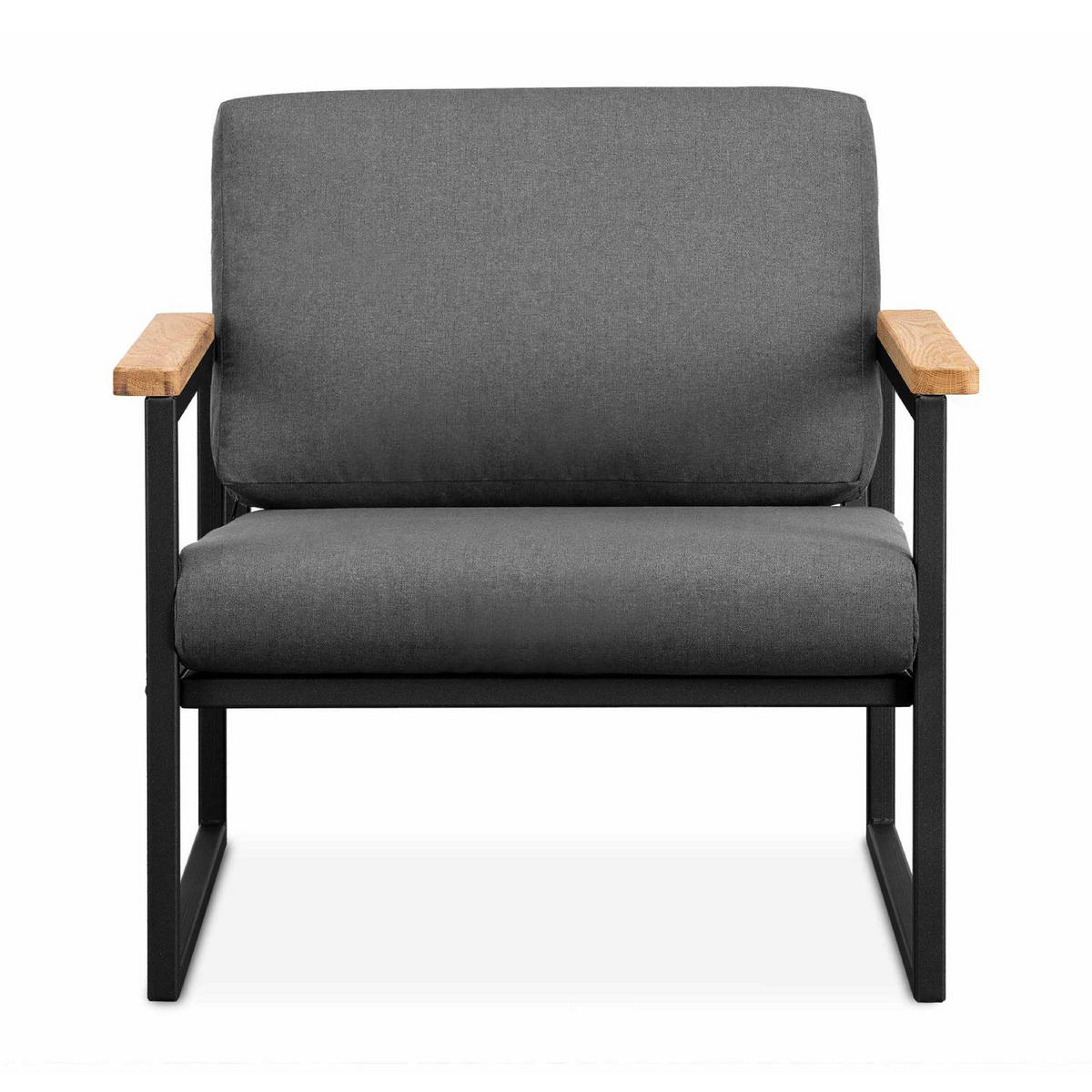 GARTENSESSEL TRIBO ,Schwarz/Grau - Schwarz/Grau, Holz/Textil (70/65/60cm) - KONSIMO®