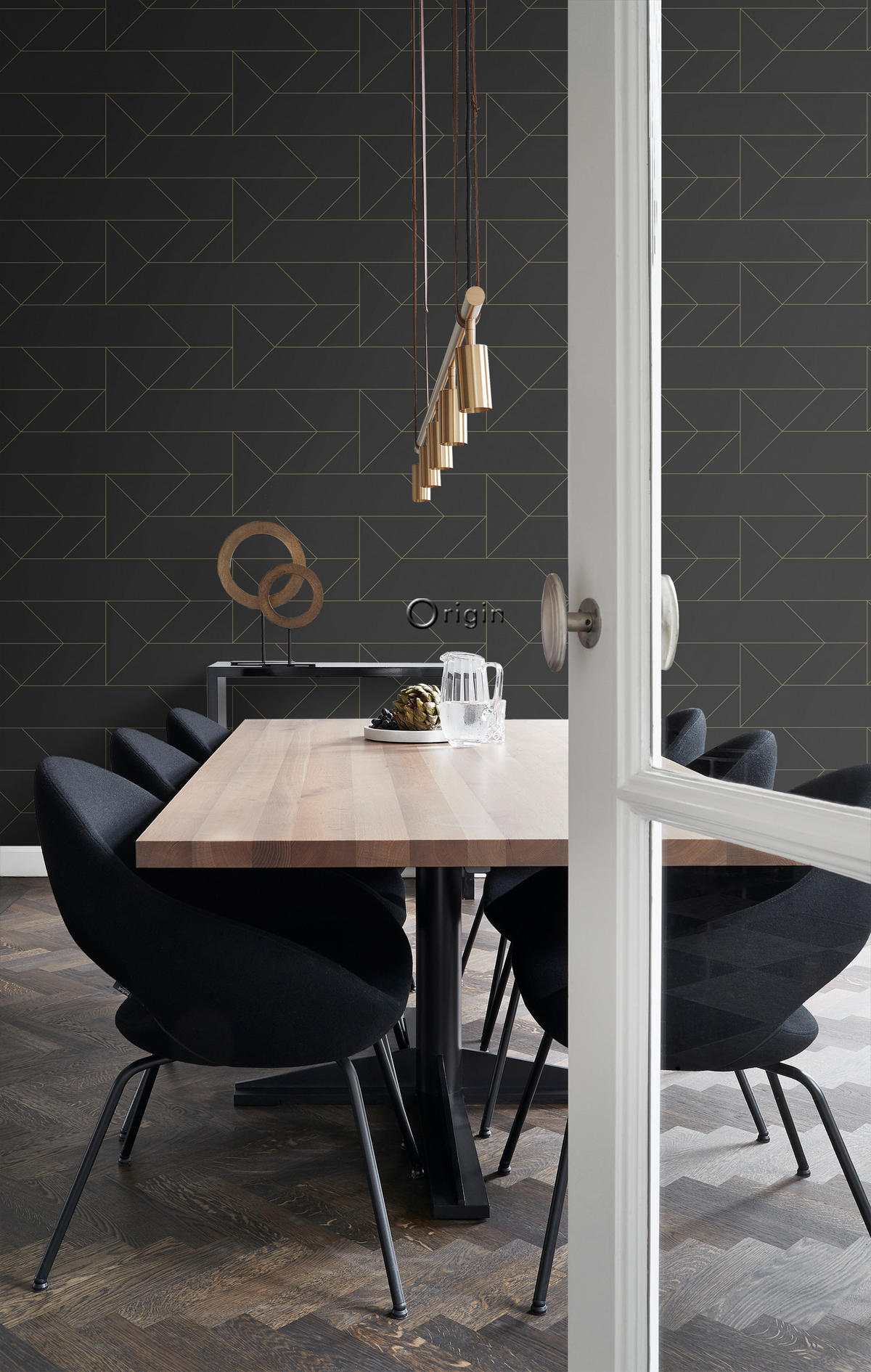 TAPETE grafische Linien 53 cm x 10.05 m - Schwarz, Papier (53/1000cm) - Origin Wallcoverings