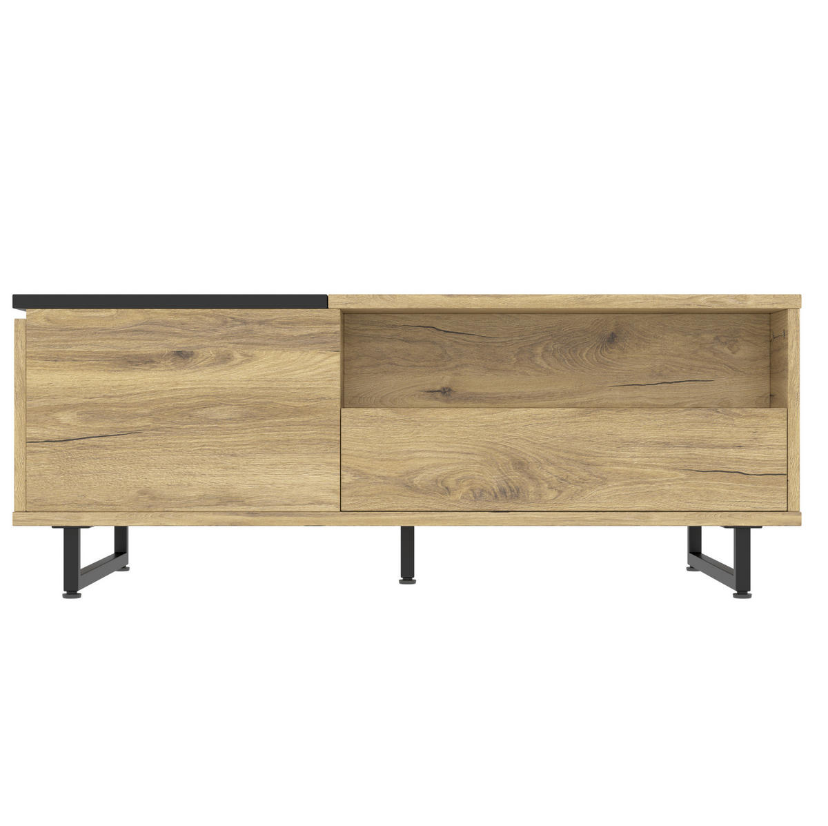 COUCHTISCH 103,5/50/27,5 cm mit Lift-Top, LED-Bodenlicht und Stauraum, Holzwerkstoff/Metall, Natur - Naturfarben, Holzwerkstoff (103.5/50/27.5cm) - Redom