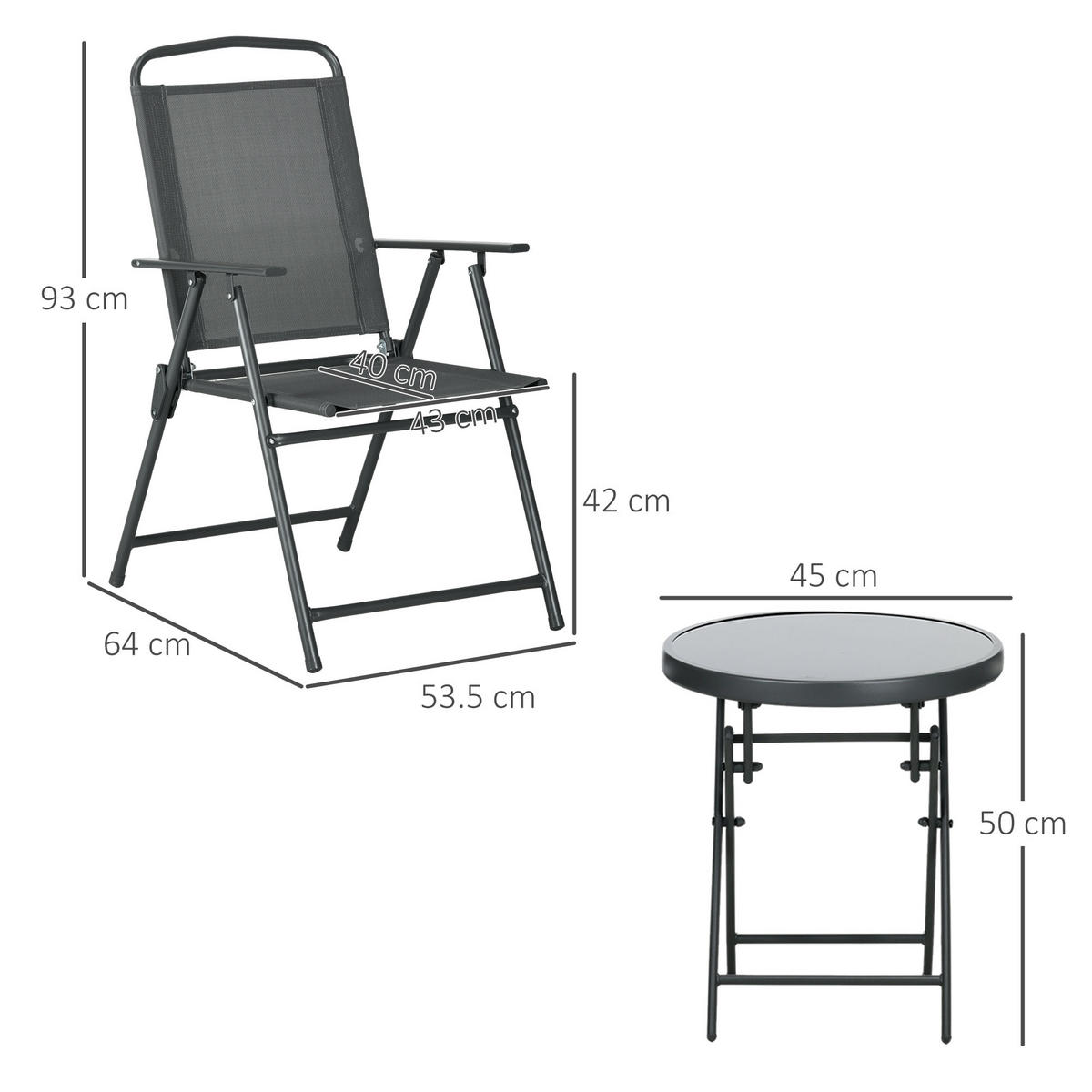 GARTEN-BEISTELLTISCHSET Dunkelgrau 3 Stück - Dunkelgrau, Metall (64/53.5/93cm) - GiPP