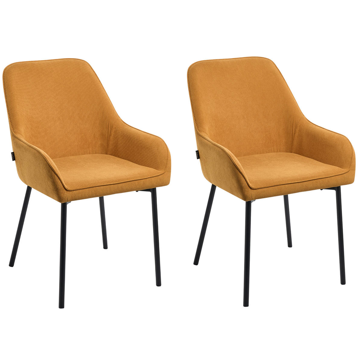 JÍDELNÍ ŽIDLE sada 2 ks Manšestr Žlutá Loverna - žlutá, kov/textil (56/89/59cm) - Beliani