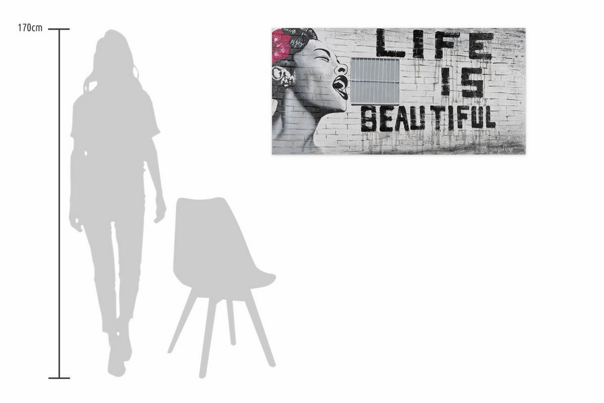 ACRYLBILD HANDGEMALT 120/60 cm - Pink, Holz/Textil (120/60cm) - KUNSTLOFT