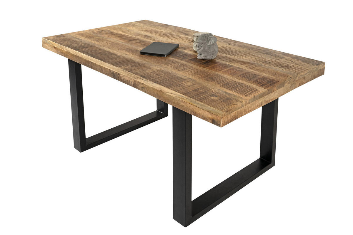 ESSTISCH RIO - Beige/Schwarz, Holz/Metall (80/140/77cm) - SAM