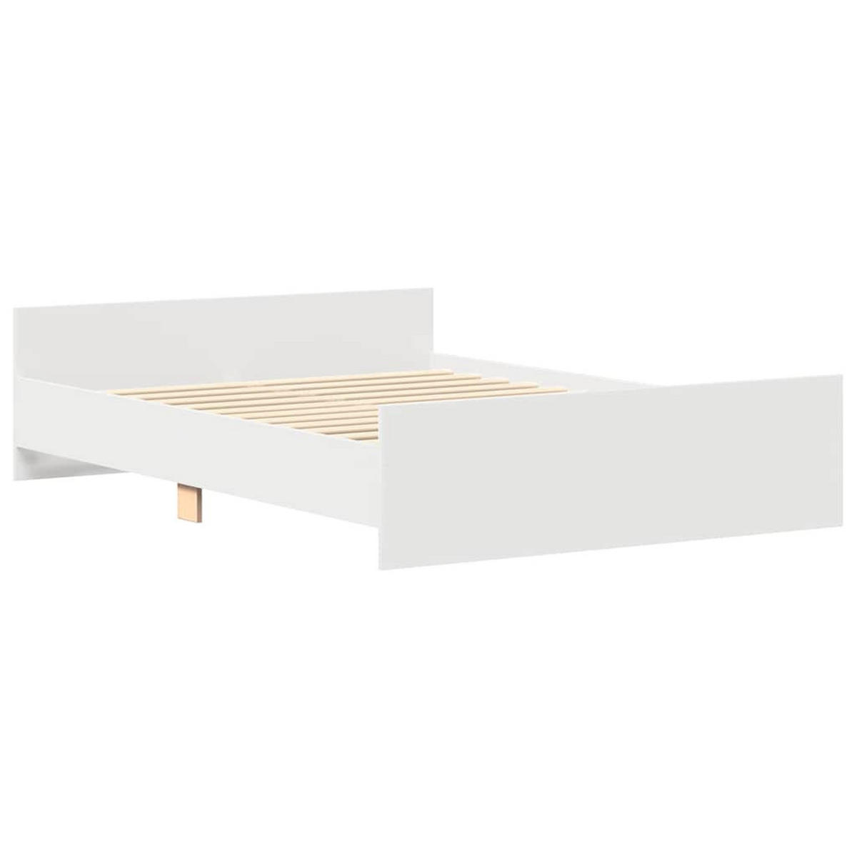 BETTGESTELL Mit Kopf- Und Fussteil Weiss 120/200 Cm - Weiß, Holzwerkstoff (120/200cm) - vidaXL
