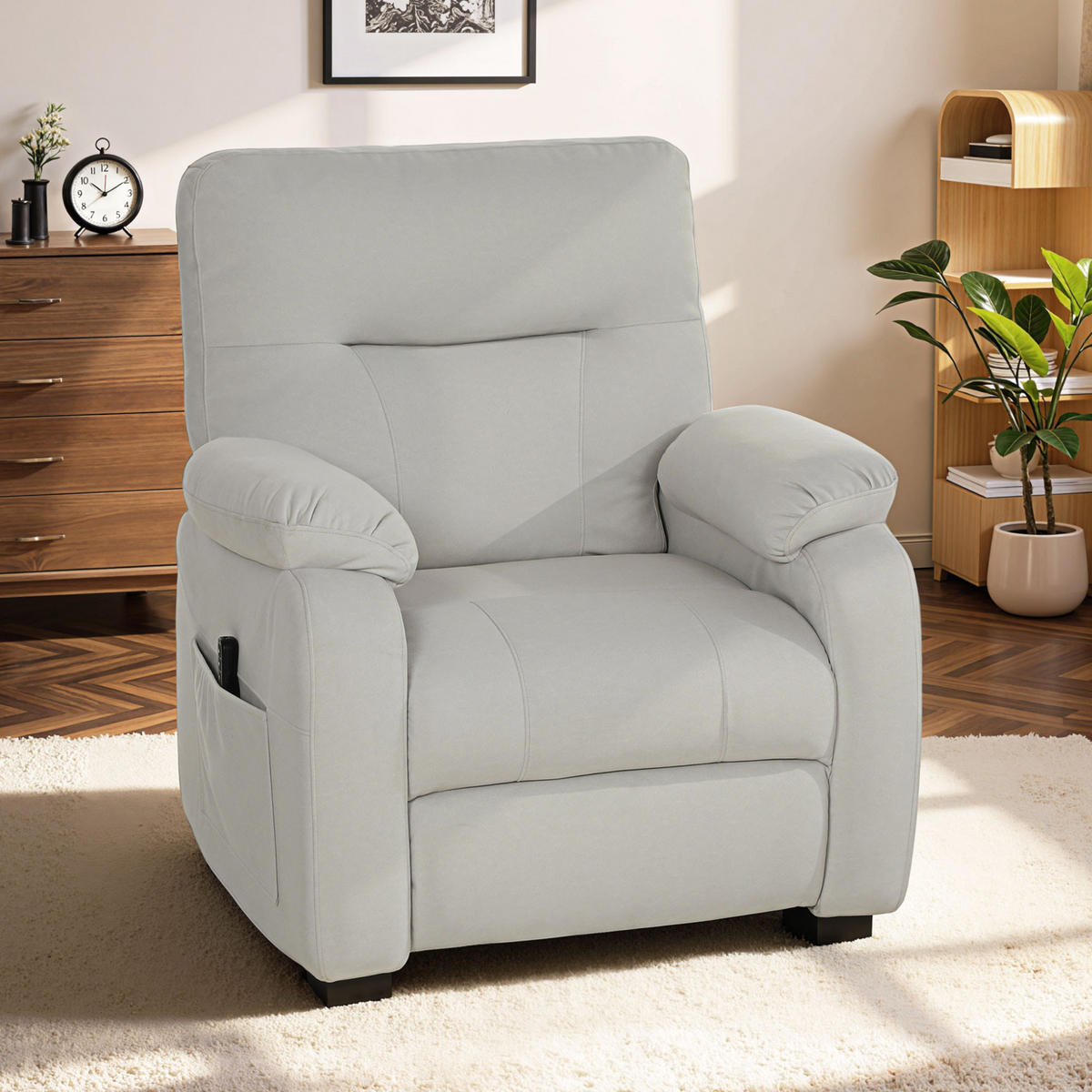RELAXSESSEL DE-15436 elektrisch neigbar mit USB und Fußstütze Creme - Creme, Metall (90/103/96cm) - ComfortXL