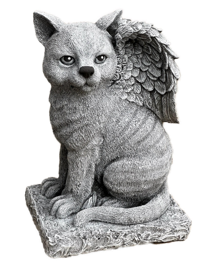 STEINFIGUR Katzenengel Katze Engel frostfest Steinguss Katzengrab - Grau, Stein (19/28/14cm) - stoneandstyle