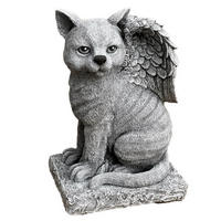 STEINFIGUR Katzenengel Katze Engel frostfest Steinguss Katzengrab - Grau, Stein (19/28/14cm) - stoneandstyle