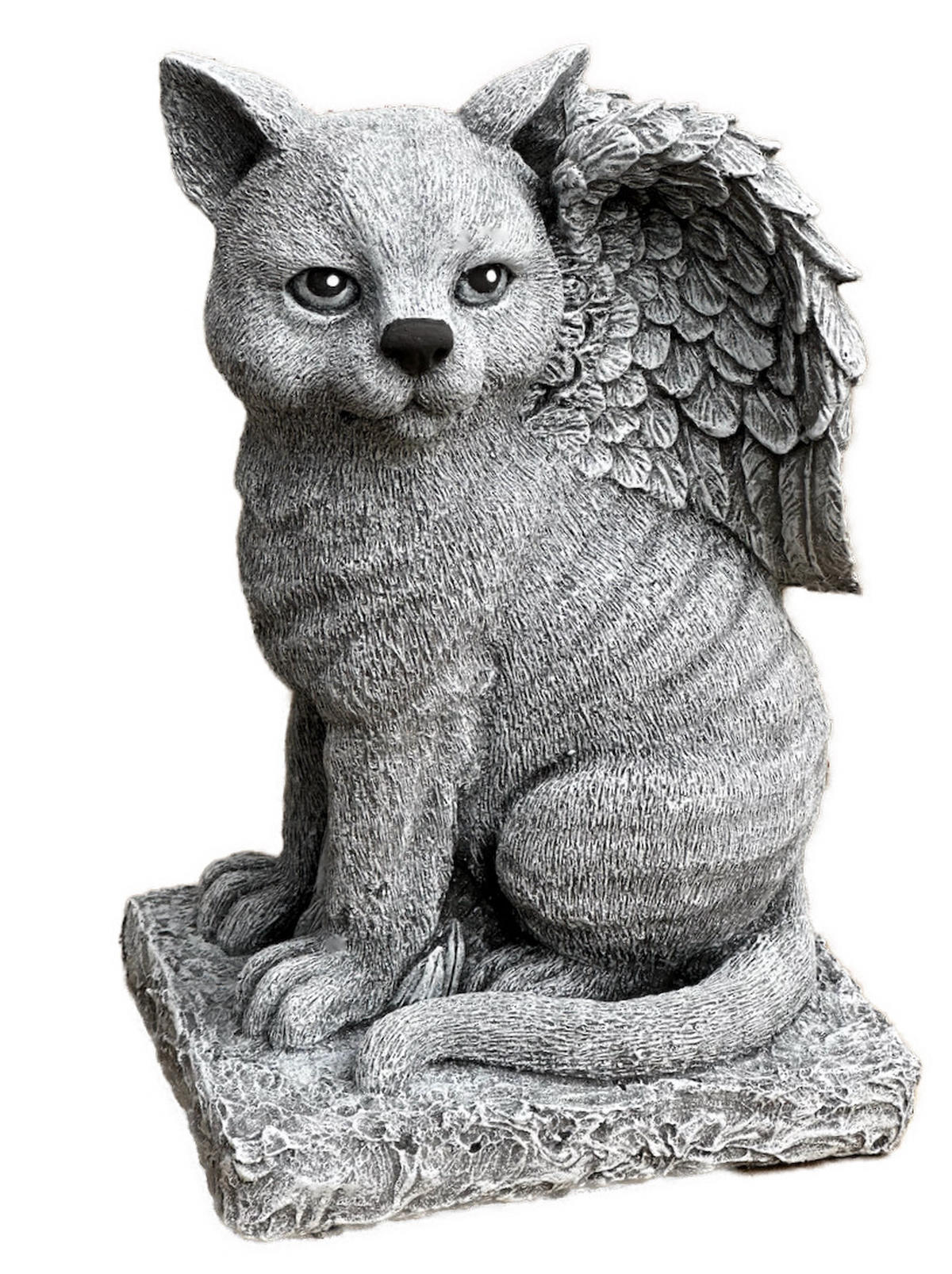 STEINFIGUR Katzenengel Katze Engel frostfest Steinguss Katzengrab - Grau, Stein (19/28/14cm) - stoneandstyle