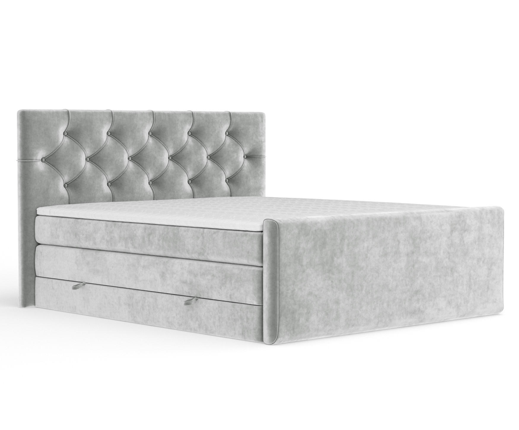 BOXSPRINGBETT Hugo Hellgrau 160/200 cm - Hellgrau/Schwarz, Holz/Holzwerkstoff (160/200cm) - Maison de Reve