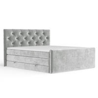 BOXSPRINGBETT Hugo Hellgrau 200/200 cm - Hellgrau/Schwarz, Holz/Holzwerkstoff (200/200cm) - Maison de Reve