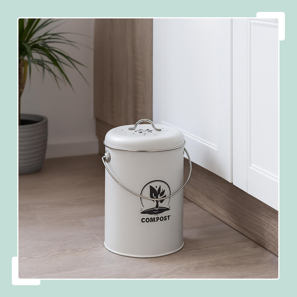 KOMPOSTEIMER - Weiß, Naturmaterialien/Textil (22/27/19cm) - Relaxdays