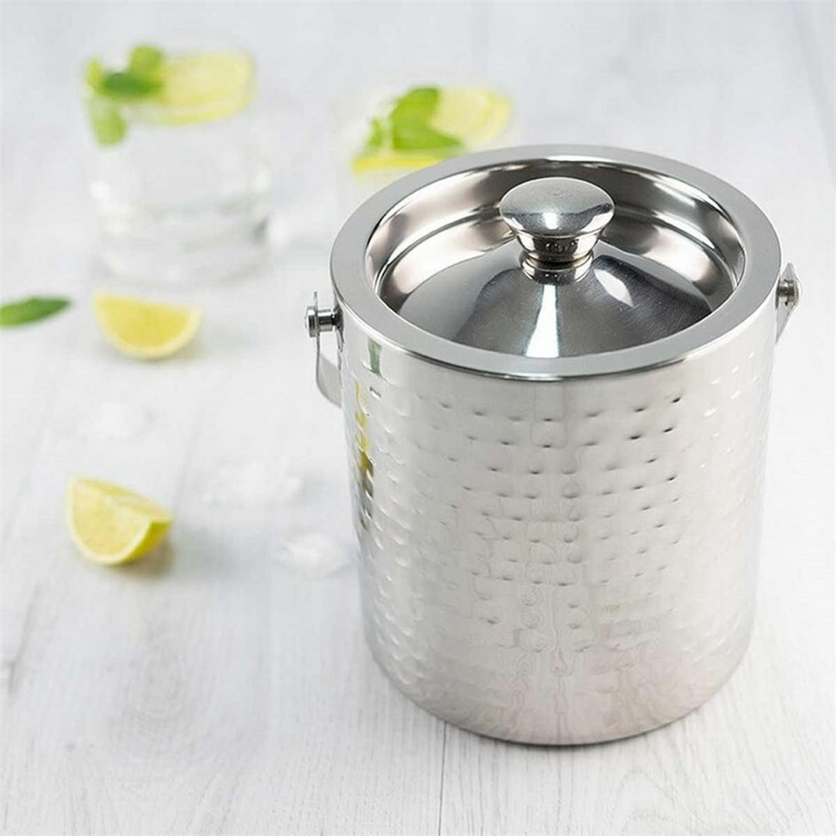 EISKÜBEL 1,5l mit Doppelwand KH1503 - Silberfarben, Metall (15/15cm) - Kinghoff 