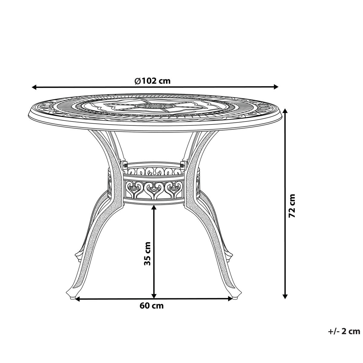 GARTENTISCH Aluminium dunkelbraun 102 cm Salento - Dunkelbraun, Metall (102/102/72cm) - Beliani