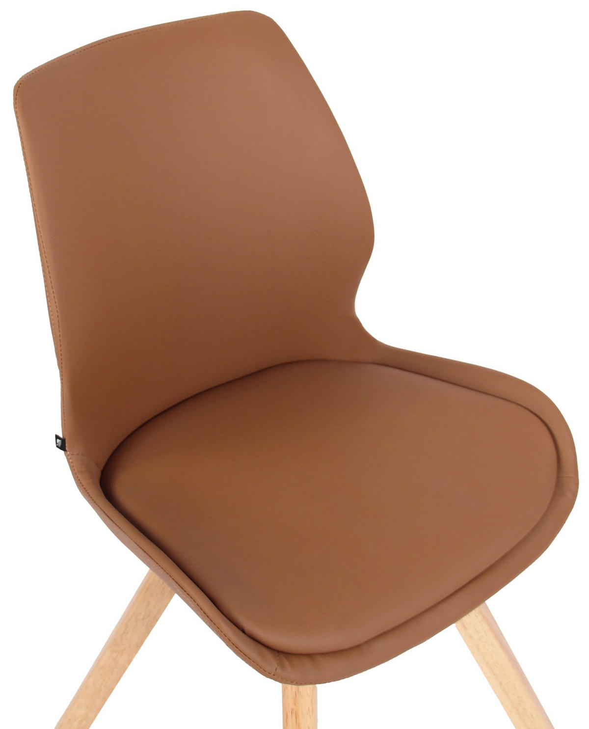 STUHL 2er Set Lederlook hellbraun - Hellbraun/Eukalyptusholzfarben, Holz/Textil (49/87.5/58cm) - CLP