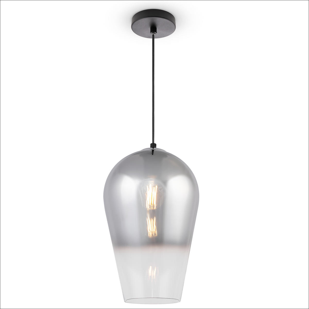 PENDELLEUCHTE Dalia - Chromfarben/Schwarz, Metall (22/22/35.4cm) - Paco Home