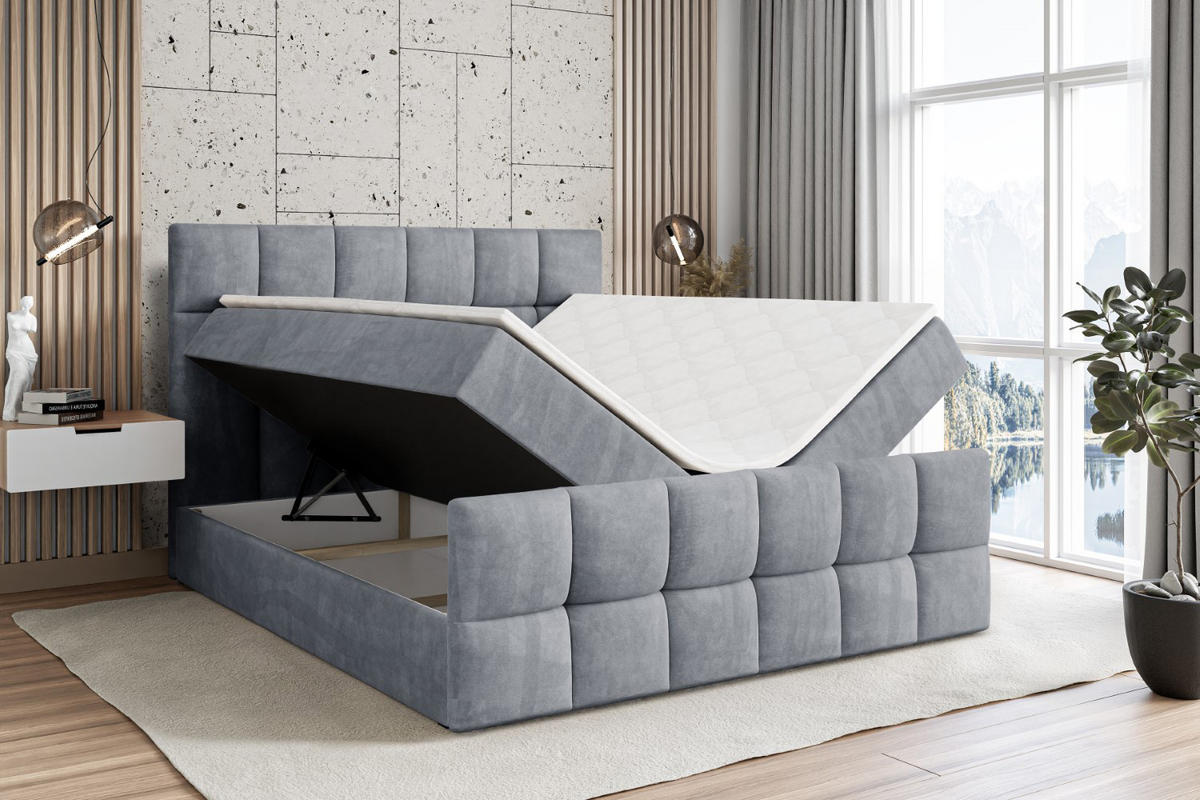 BOXBETT RICAR-Z - 140 x 200 - H3 - Grau - Grau, Holzwerkstoff (140/200cm) - ALTDECOR