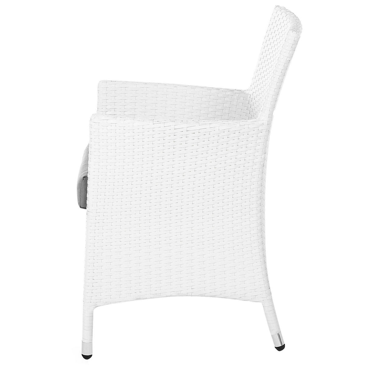 GARTENSESSEL 2er-Set PE Rattan weiß Italy - Weiß, Kunststoff (46/86/60cm) - Beliani