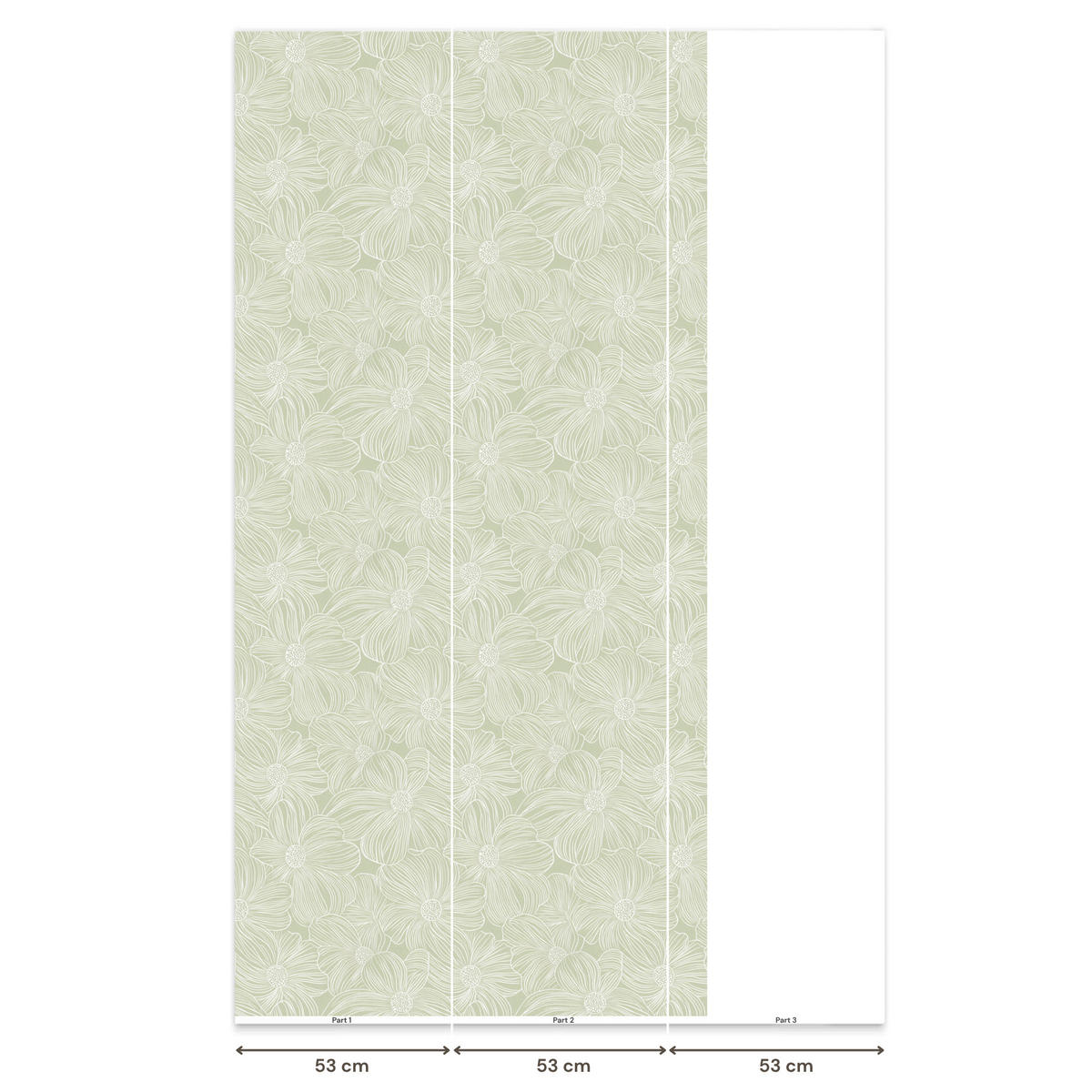 TAPETE - Gelassenheit - Blumen - Grün - 120x240 cm - Salbeigrün, Papier (120/240cm) - OnlyWow