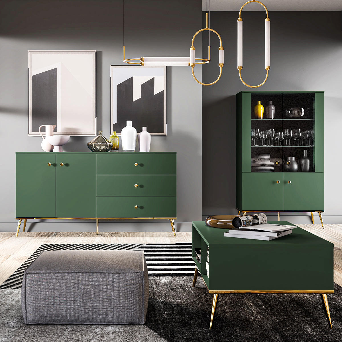 SIDEBOARD Thalia Grün - Grün, Holzwerkstoff (160/85/40cm) - Petits-meubles