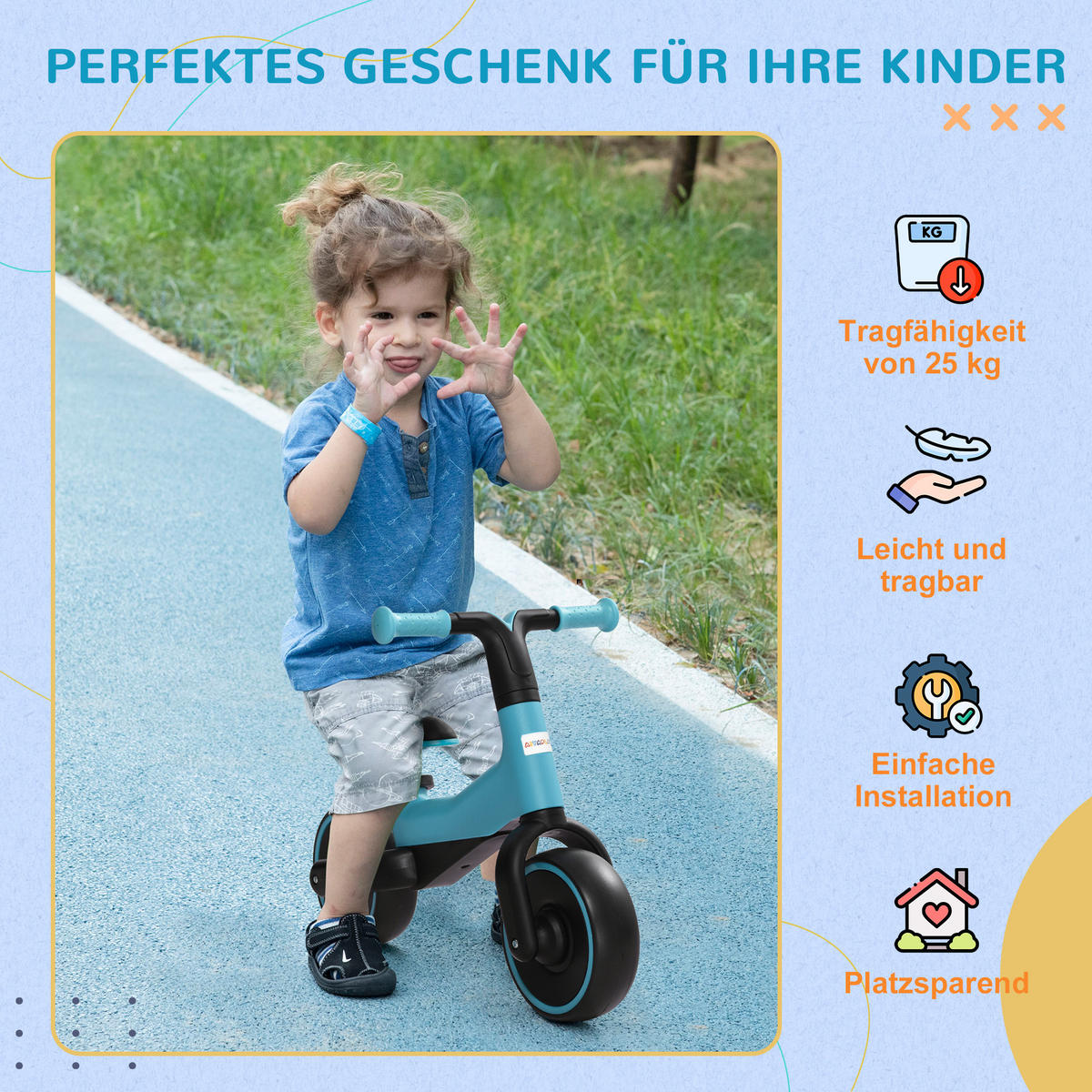 KINDER LAUFRAD, Blau, Kunststoff+ EVA - Blau, Kunststoff (66.5/34/46.5cm) - AIYAPLAY