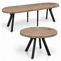 ESSTISCH rund ausziehbar 100/300/76 cm, Braun Eiche Halifax Egger, 54 cm Tischplatte + Y Metallgestell Schwarz - Eichefarben/Schwarz, Holzwerkstoff/Metall (100/300/76cm) - Damale Möbel
