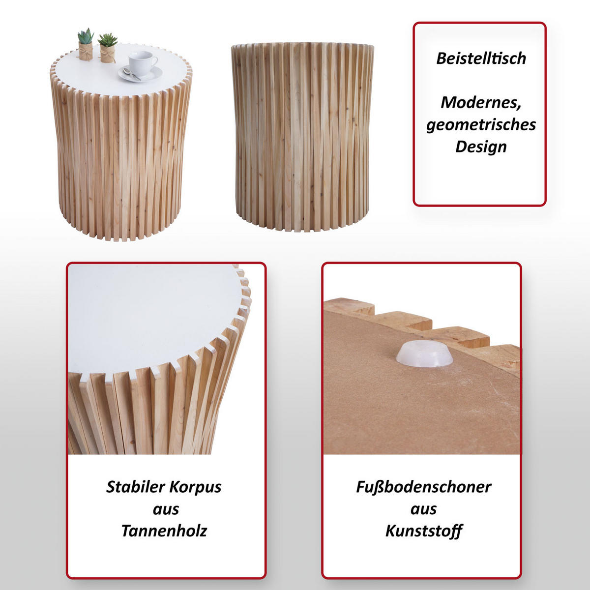 BEISTELLTISCH rund Hellbraun - Hellbraun, Holz (51/51/61cm) - MCW
