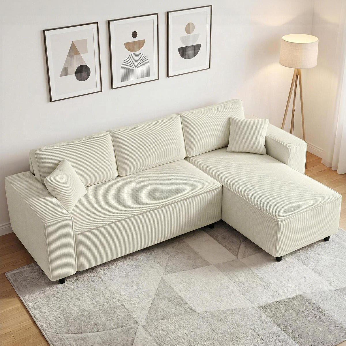 ECKSOFA Creme 241.0/153.0/83.0 cm - Creme, Textil (153/241cm)