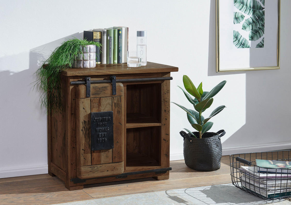 KOMMODE Mango 70x45x70 braun lackiert RAILWAY #423 - Braun, Holz (70/70/45cm) - Massivmoebel24