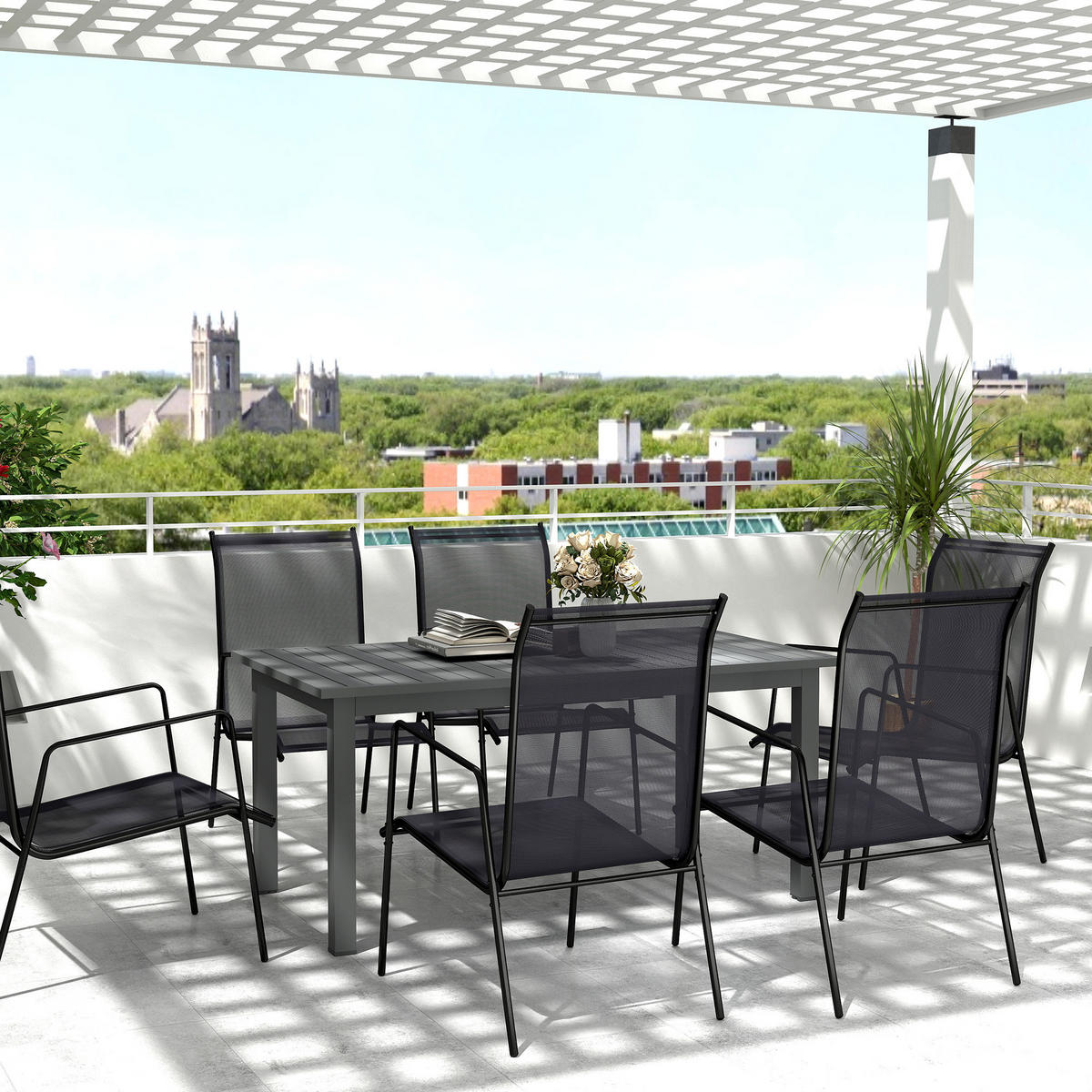 GARTENTISCH Erweitert Aluminium 160/220 x 90 cm - Grau, Metall (220/90/73cm) - Outsunny