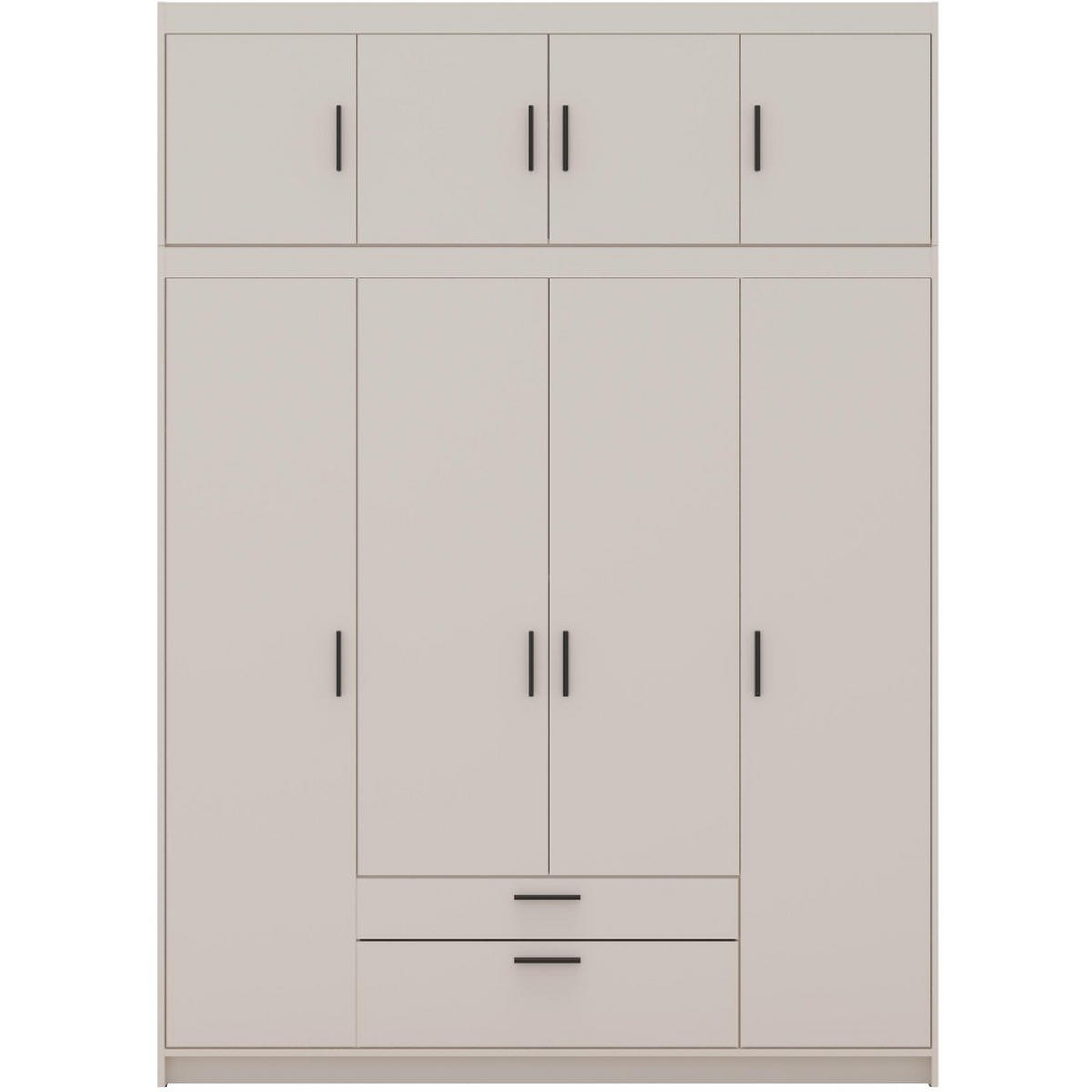 DREHTÜRENSCHRANK Elena mit 4 Türen und 2 Schubladen, mit Aufsatz Sandbeige - Sandfarben, Holzwerkstoff (176/245/53cm) - Beautysofa