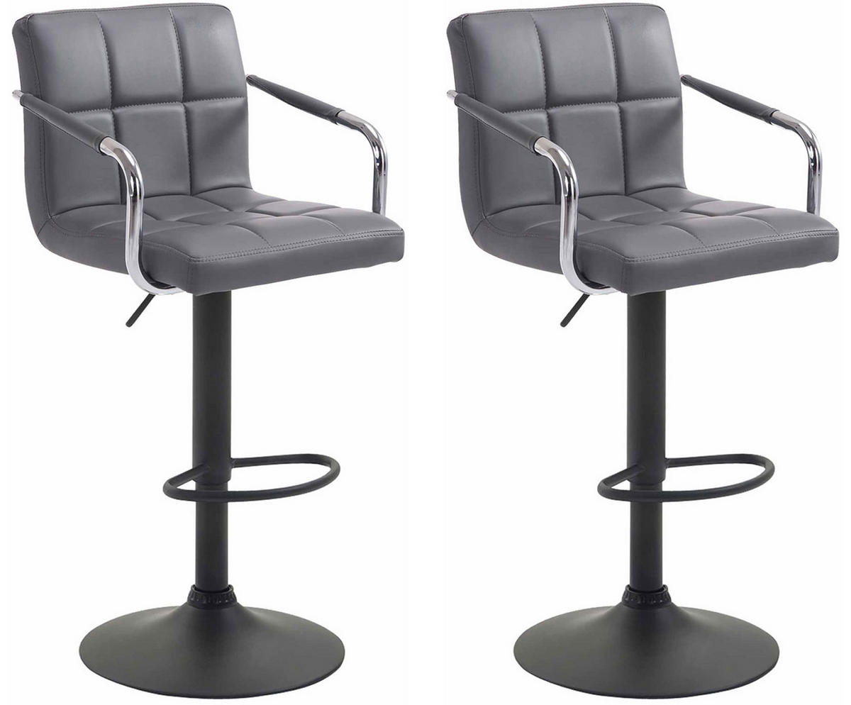 BARHOCKER 2er Set Luca schwarz grau - Schwarz/Grau, Kunststoff/Metall (54/112/46cm) - TPFLiving