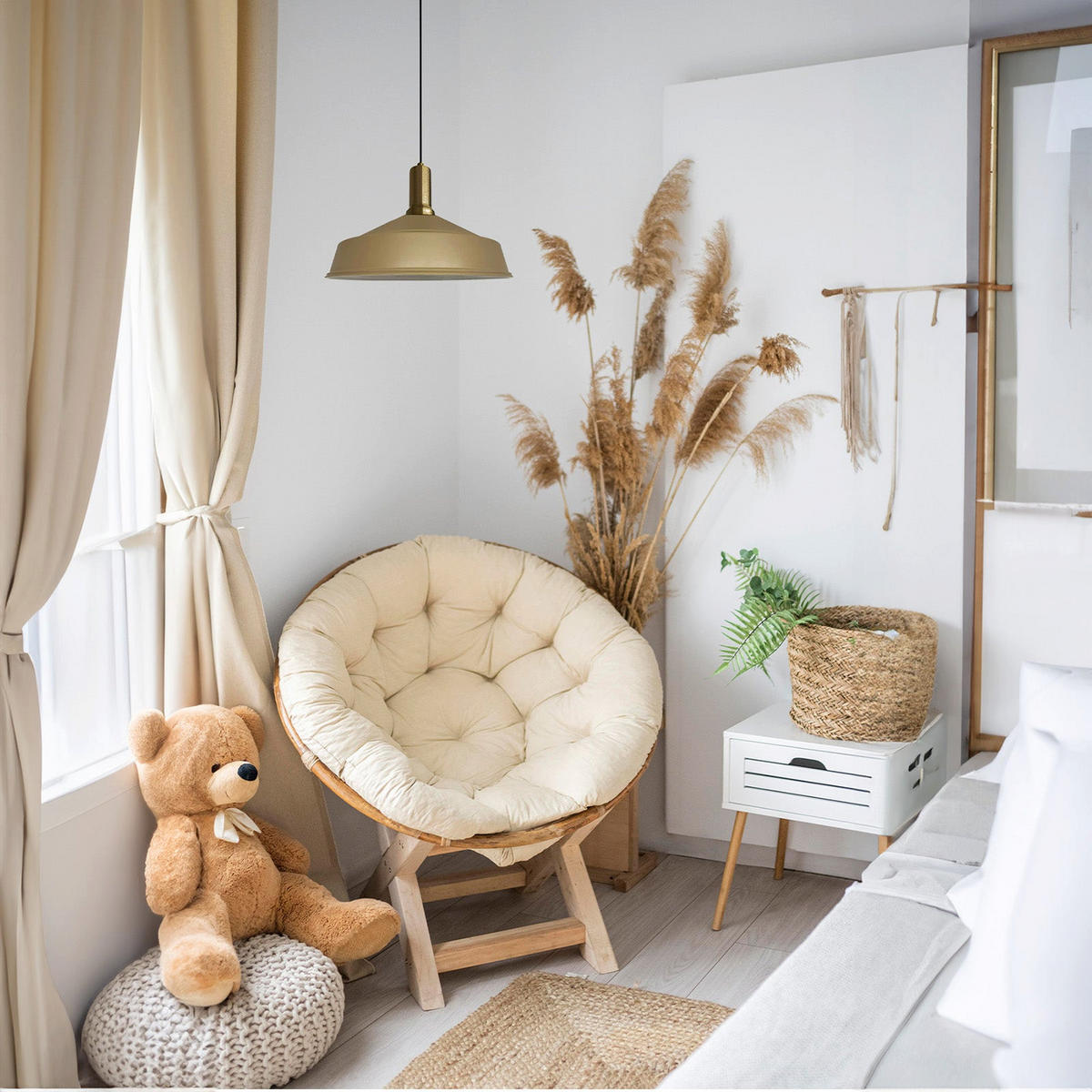 PENDELLEUCHTE Ninova - Beige, Metall (27/40/27cm) - Bamyum