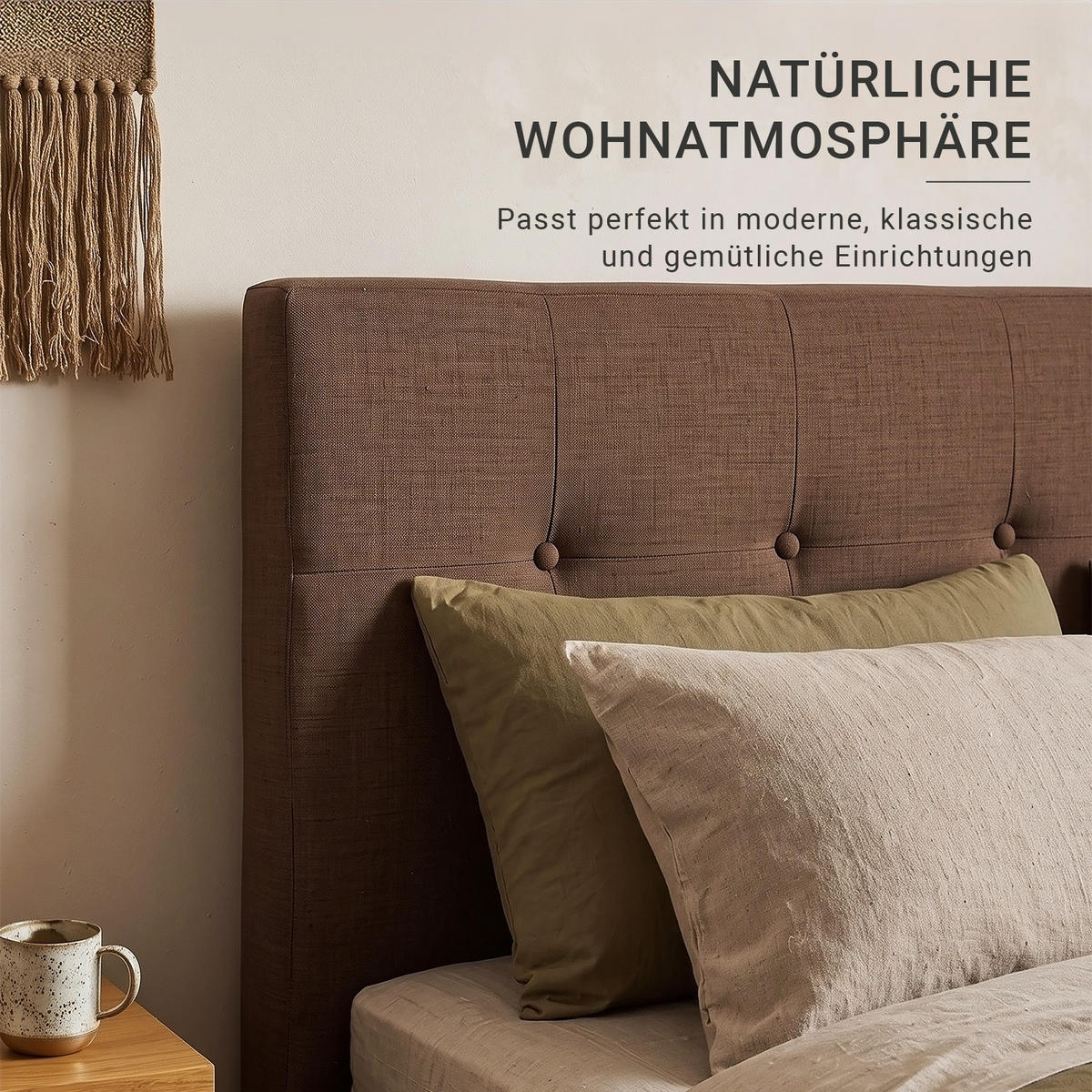 POLSTERBETT mit Lattenrost 140/200 cm in Braun - Braun, Textil (140/200cm) - Homestyle4u