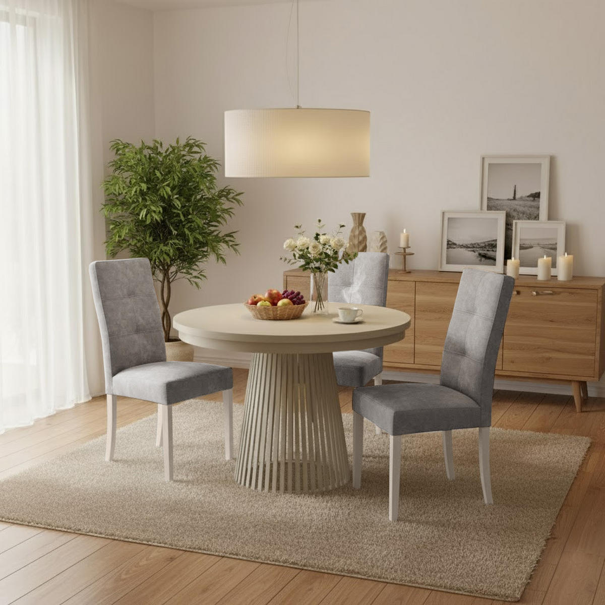 STUHL Solis mit kaschmirfarbenen Holzbeinen, Polsterstuhl, Hellgrau - Kaschmir/Hellgrau, Holz (45/100/42cm) - Beautysofa