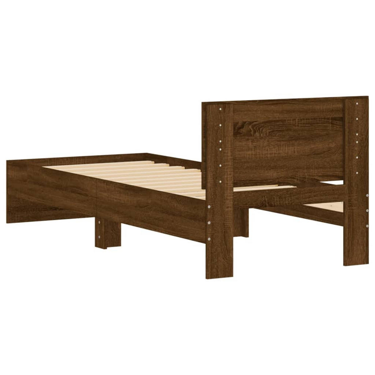 BETTGESTELL Ohne Matratze Mit Kopfteil Braun Eiche 90/200 Cm - Braun, Holzwerkstoff (90/200cm) - vidaXL
