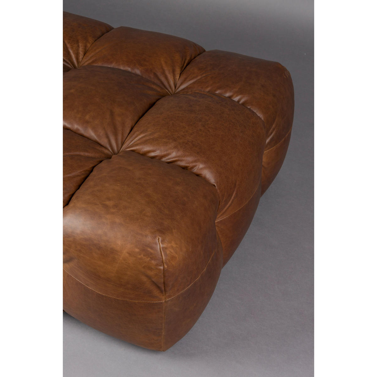 SITZHOCKER Hackman Leder Chokolade/ Braun - Braun/Dunkelblau, Leder (100/45/100cm) - Dutchbone