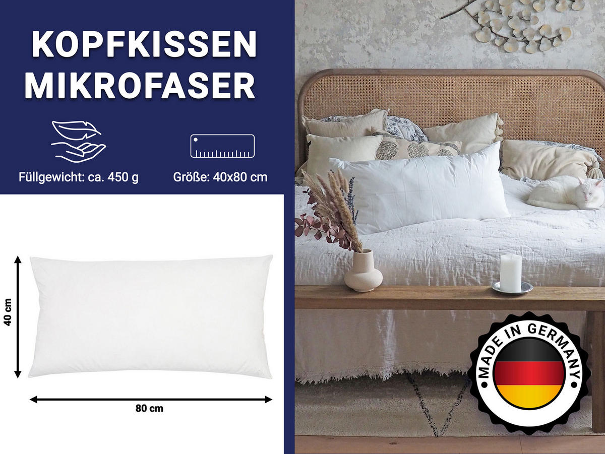 KISSEN, 40x80 cm, 65% Polyester, 35% Baumwolle, Weiß - Weiß, Textil (40/80cm) - Zollner
