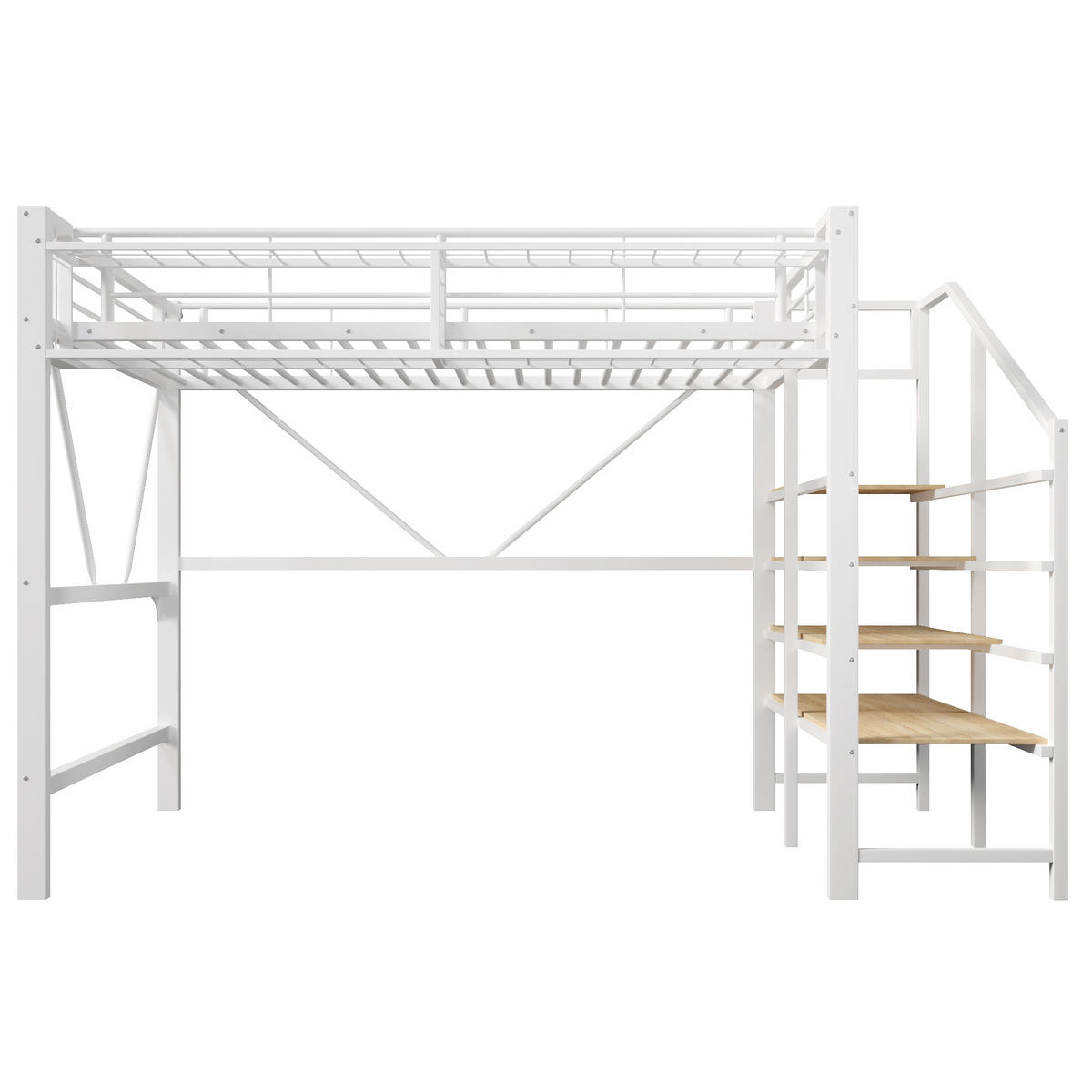 HOCHBETT mit Stufenregal 140x200 cm Metall MDF White - Weiß, Metall (140/200cm) - Meubliv