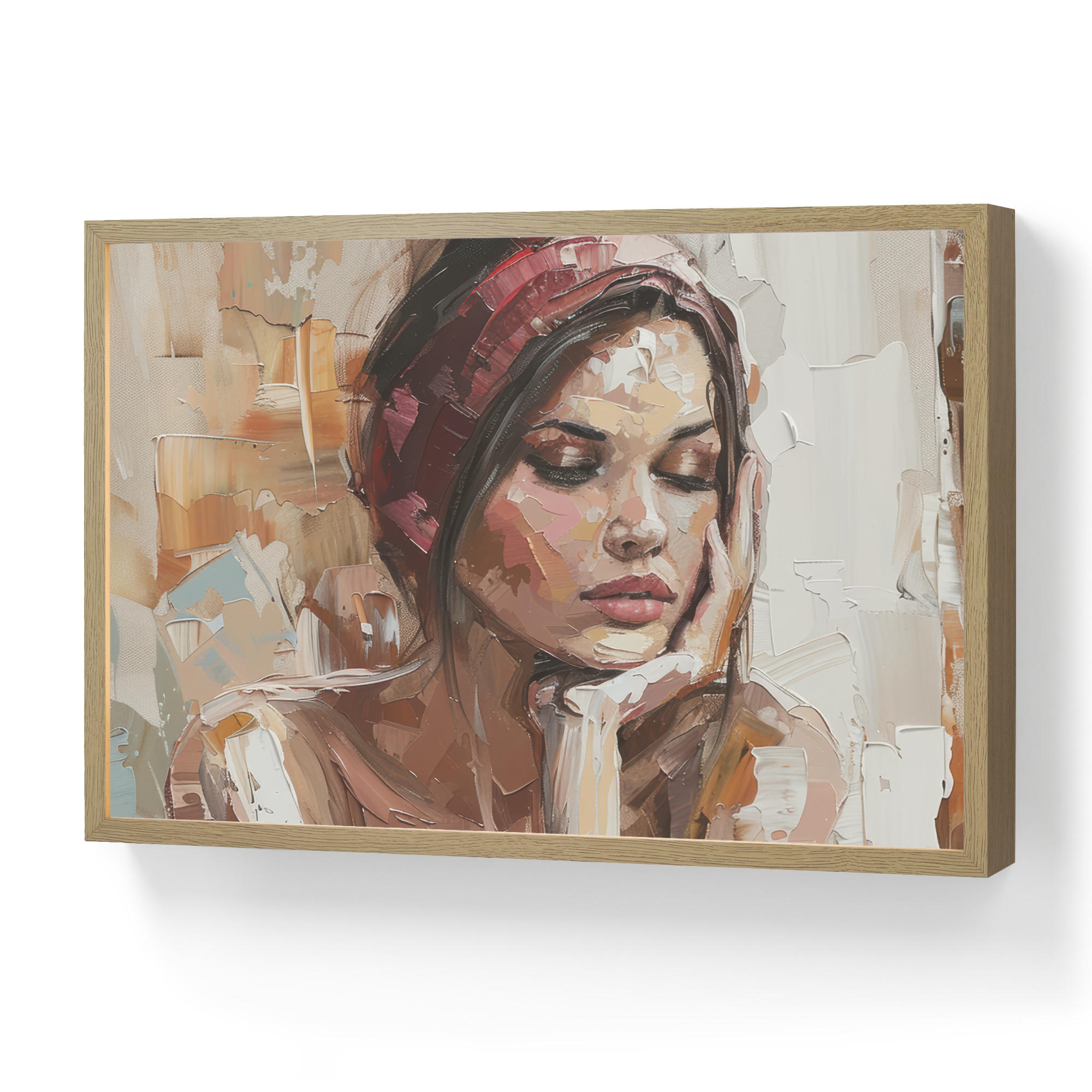 OnlyWow NÁSTĚNNÁ LAMPA S AKUMULÁTOREM Žena - vzhled malby - portrét - moderní 60x40 cm