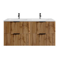 DOPPELWASCHTISCH - 120 cm x 46 cm - Holz, Platte - Schwarz, Naturfarben Hell - MADELA - Schwarz/Naturfarben, Holz (120/57/46cm) - Vente-Unique