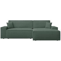 ECKSOFA Farese New Salbeigrün Chenille - Schwarz/Hellgrün, Kunststoff/Textil (267/167cm) - Selsey