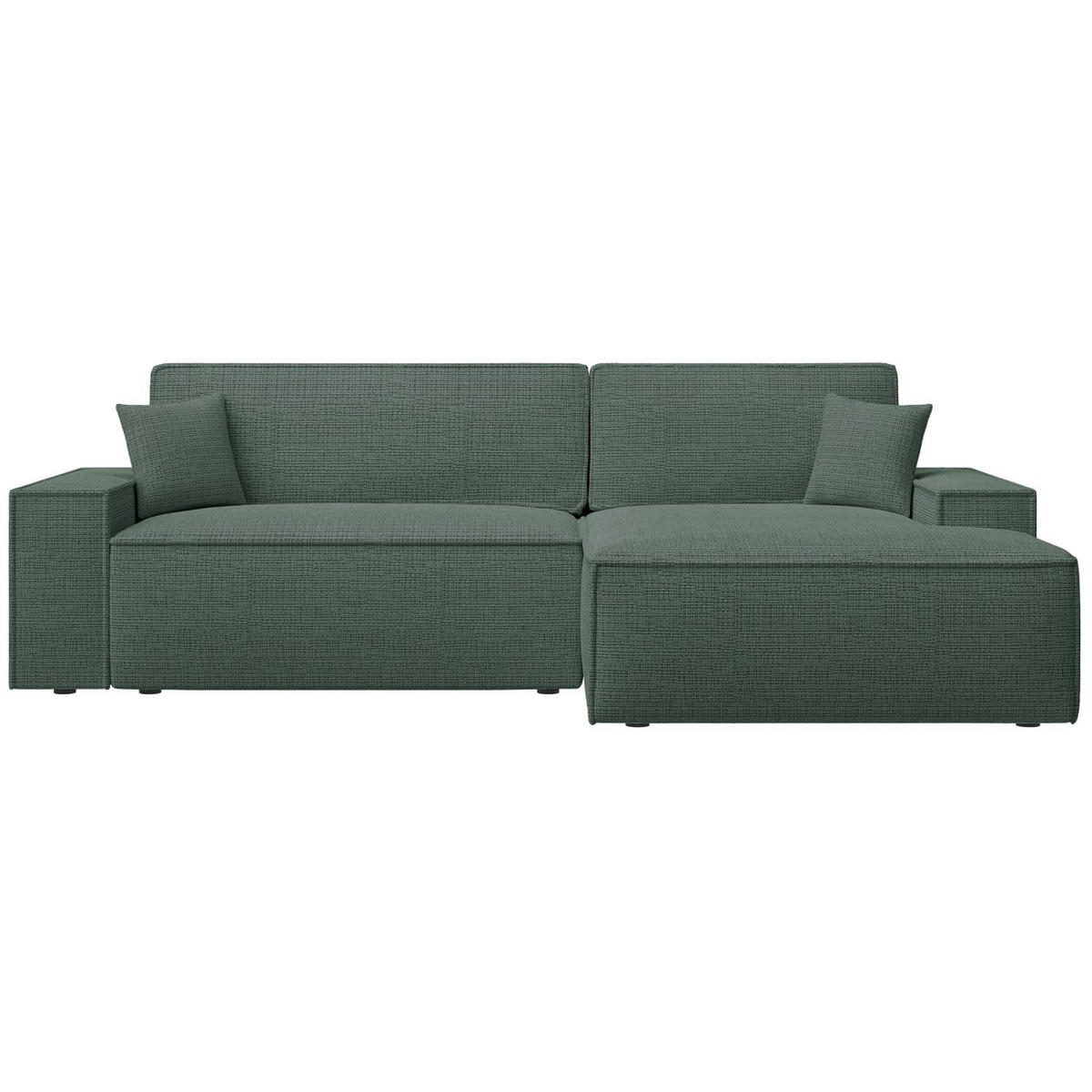 ECKSOFA Farese New Salbeigrün Chenille - Schwarz/Hellgrün, Kunststoff/Textil (267/167cm) - Selsey
