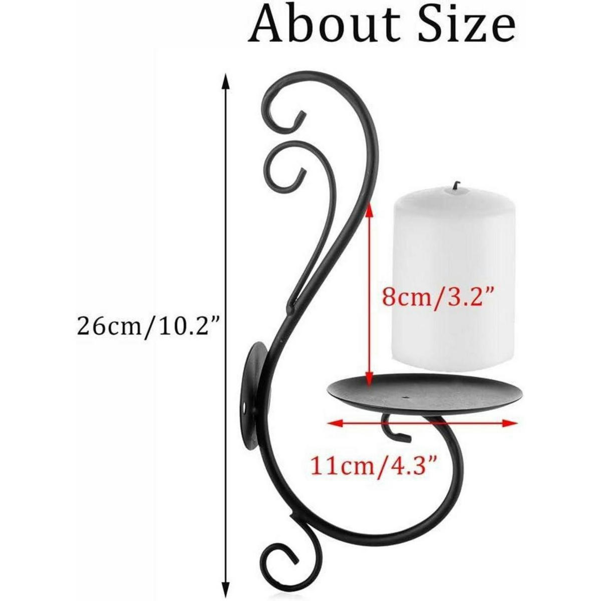 KERZENHALTER 2-teiliges Set Wand Schwarz Metall - Schwarz, Metall (17cm)
