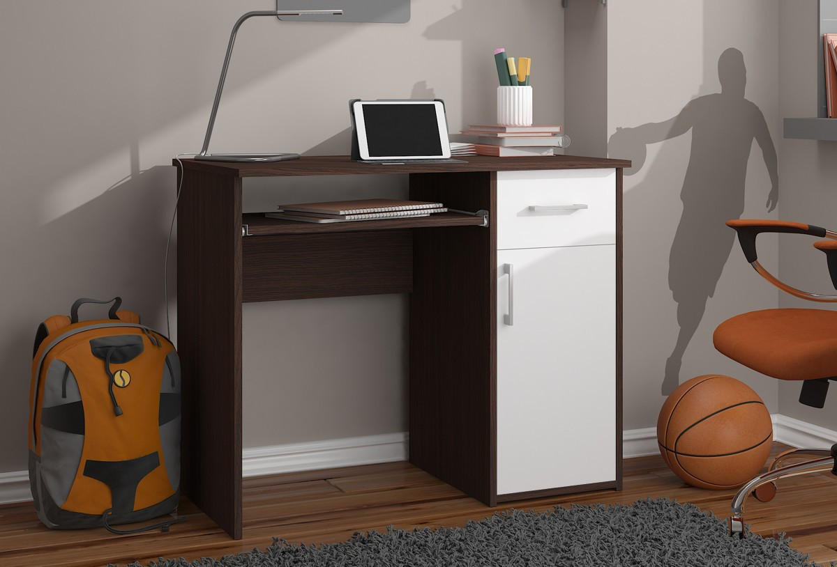 SCHREIBTISCH Dunkelbraun, Weiß 74/90/50 - Dunkelbraun/Weiß, Holzwerkstoff (50/90/74cm) - RAUMHIRSCH FURNITURE